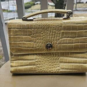 Vintage Vivace Yellow Crocodile-Embossed Handbag